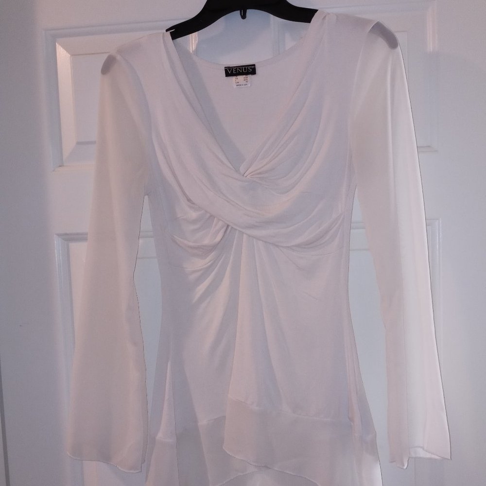 Venus white sheer bell sleeve tunic size xs